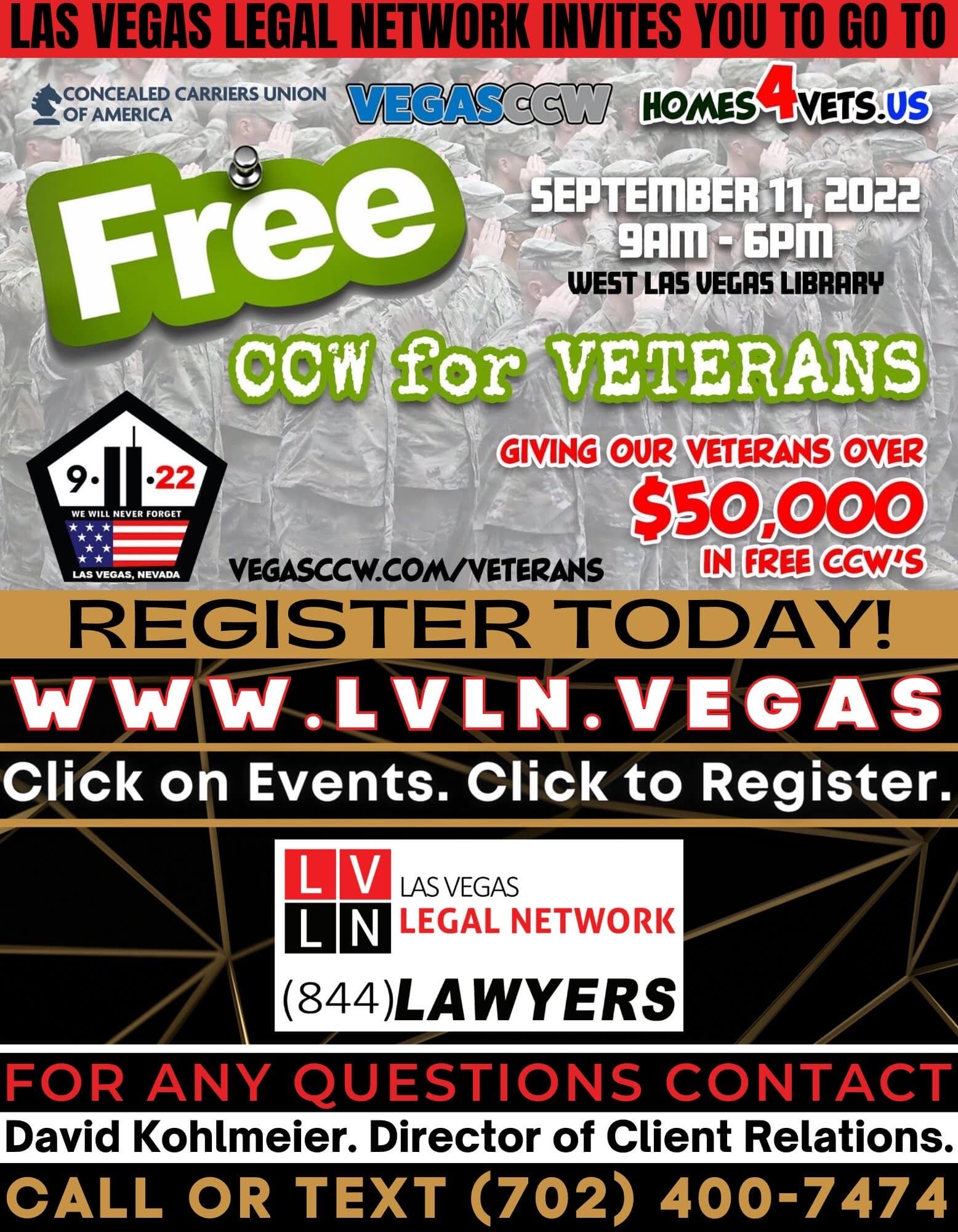 CCW classes for Veterans and their families.